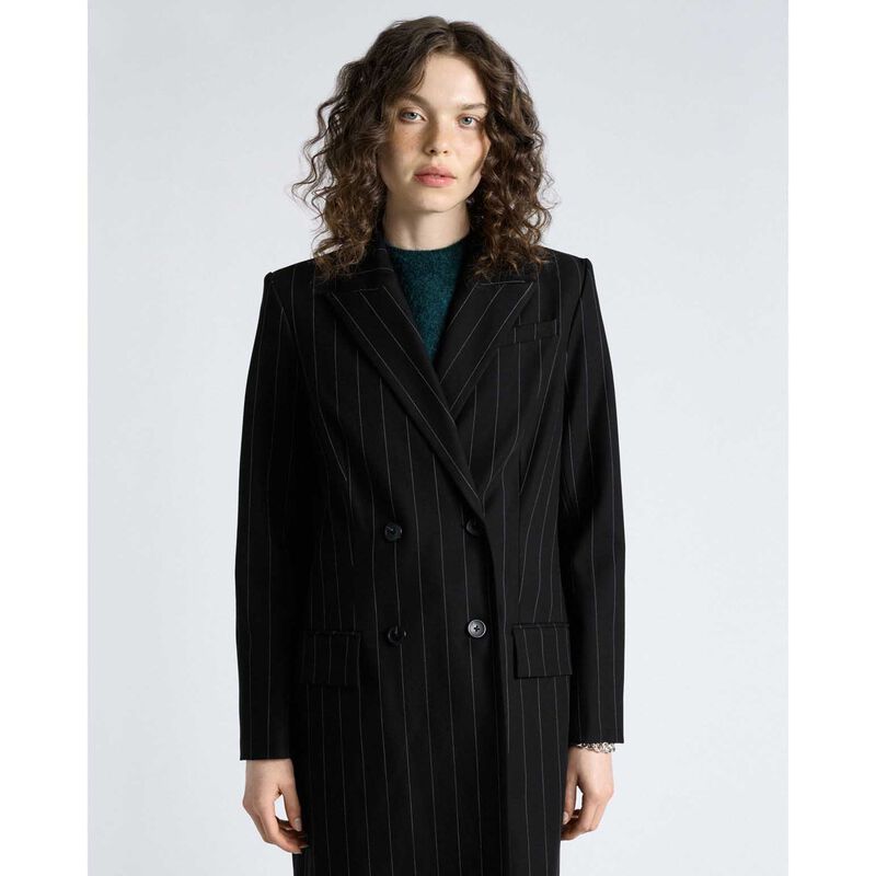 Cue Pinstripe Double Breasted Coat image number 3